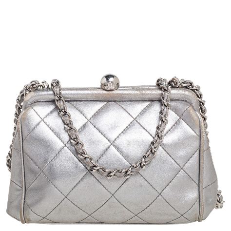 silver chanel clutch|Chanel black quilted clutch.